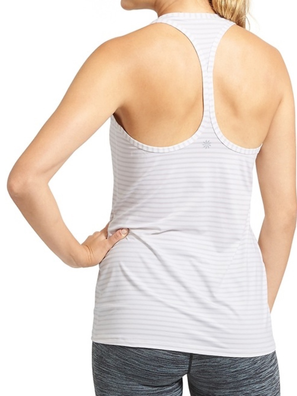 Athleta High Neck Heather Striped Chi Tank